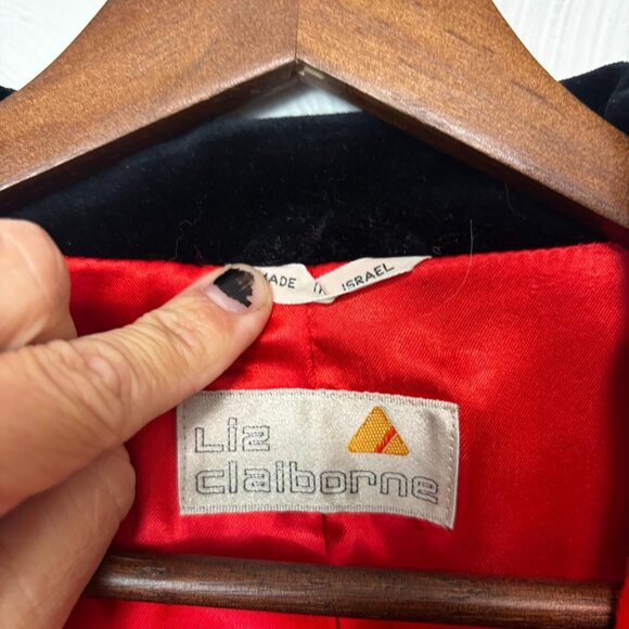 Vintage Liz Claiborne Blazer Red/Black 1-Button Virgin Wool Cashmere 90s Jacket - Picture 3 of 6